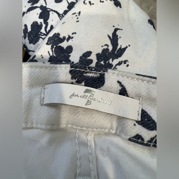 7 For All Mankind Womens Blue and White Floral Ankle Jeans, Size 28 - Picture 8 of 10